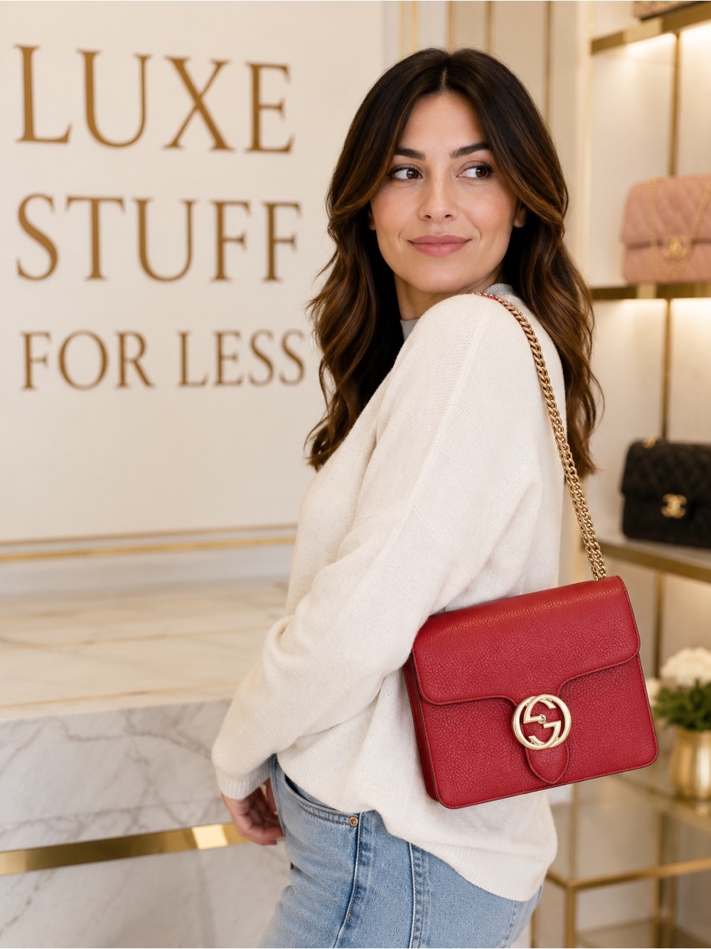 Authentic Gucci Interlocking G Accordion Shoulder Crossbody Bag with Certificate